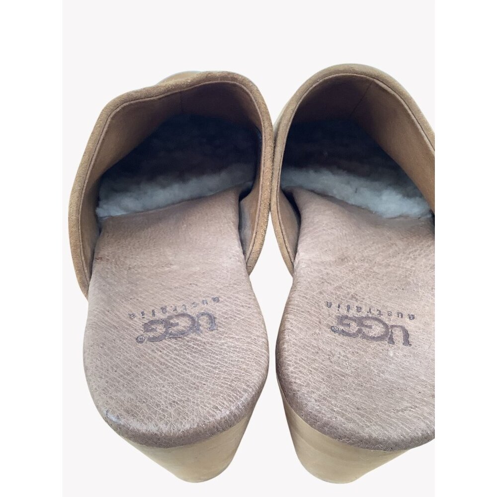 UGG JUDI CHESTNUT SUEDE / WOOL 2.75" CLOG PLATFORM HEELS SIZE US 6 WOMEN - Picture 5 of 8